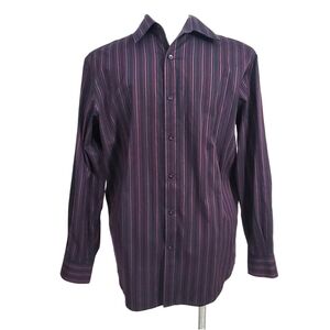Axcess Purple Pink Striped Button Down Dress Shirt